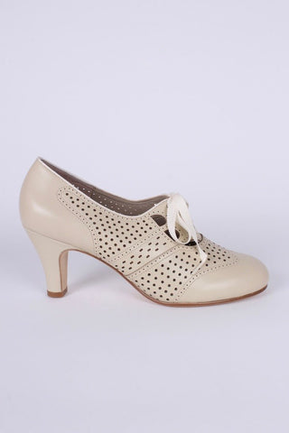 1930s everyday oxford high heel shoes - Cream - Marie - memery