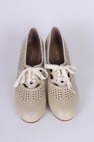 1930s everyday oxford high heel shoes - Cream - Marie - memery