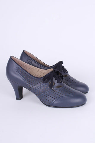 1930s everyday oxford high heel shoes - Marine Blue - Marie - memery