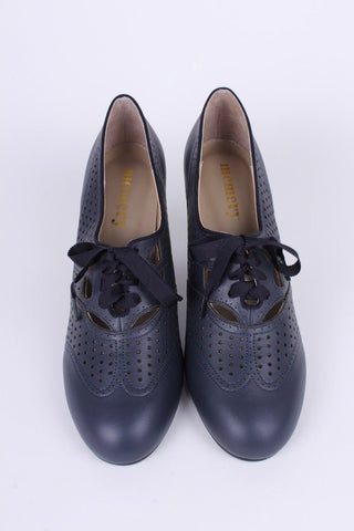 1930s everyday oxford high heel shoes - Marine Blue - Marie - memery