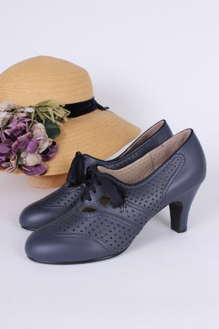 1930s everyday oxford high heel shoes - Marine Blue - Marie - memery