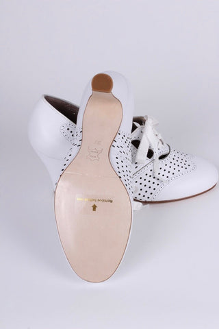 1930s everyday oxford high heel shoes - White - Marie - memery