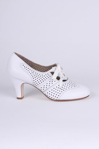 1930s everyday oxford high heel shoes - White - Marie - memery