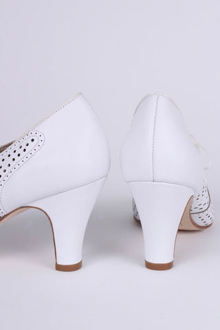 1930s everyday oxford high heel shoes - White - Marie - memery