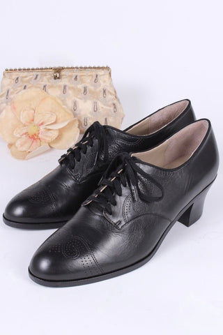 1930s everyday Oxford shoes, black, Juliette - memery