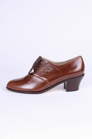 1930s everyday Oxford shoes, brown, Emma - memery