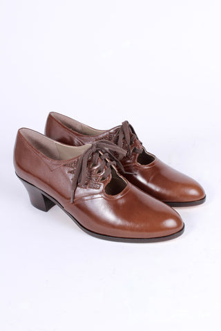 1930s everyday Oxford shoes, brown, Emma - memery