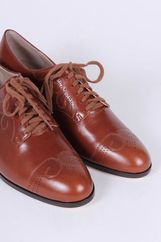 1930s everyday oxford shoes, Cognac Brown, Juliette - memery