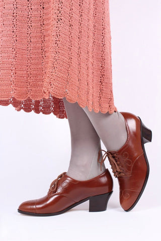 1930s everyday oxford shoes, Cognac Brown, Juliette - memery