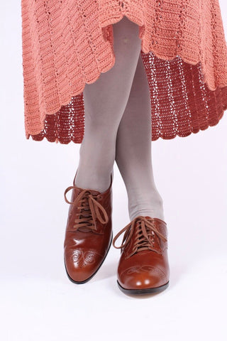 1930s everyday oxford shoes, Cognac Brown, Juliette - memery