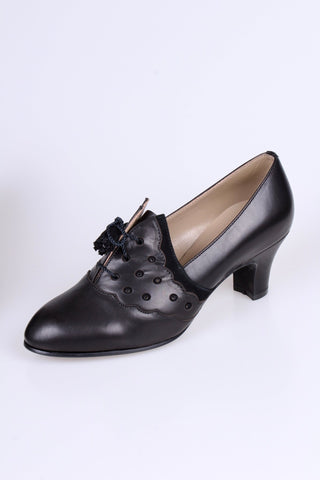 1930s everyday Oxford shoes with tassels - Black - Mildred - memery