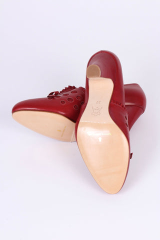 1930s everyday pump with details in suede - red - Stella - memery