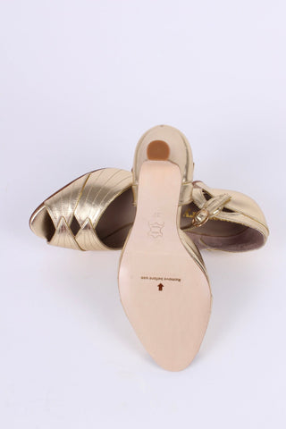 1930s inspired high heel evening shoes - gold - Susan - memery