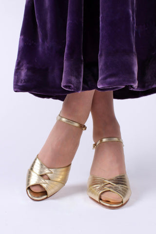 1930s inspired high heel evening shoes - gold - Susan - memery