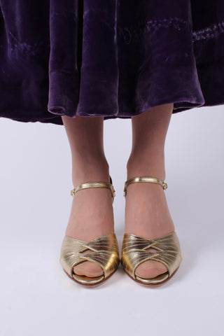 1930s inspired high heel evening shoes - gold - Susan - memery