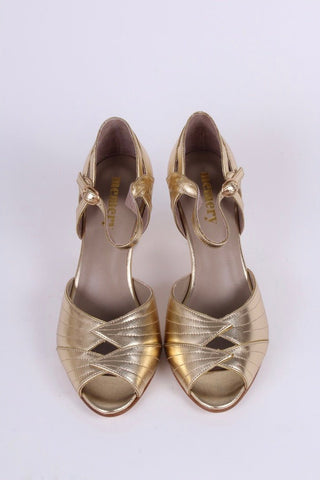 1930s inspired high heel evening shoes - gold - Susan - memery