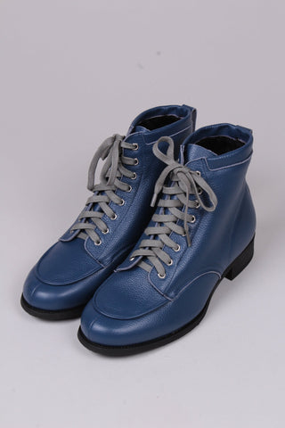 1930s/1940s Style Winter Snow Boots with Fur - Blue - Rita - memery