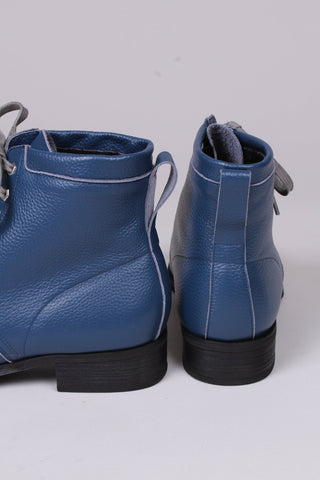 1930s/1940s Style Winter Snow Boots with Fur - Blue - Rita - memery