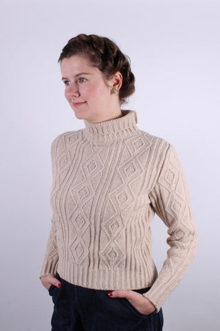 1940s / 1950s vintage style turtleneck pullover - Cream - Inger - memery