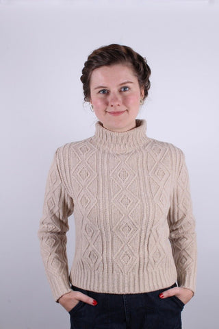 1940s / 1950s vintage style turtleneck pullover - Cream - Inger - memery