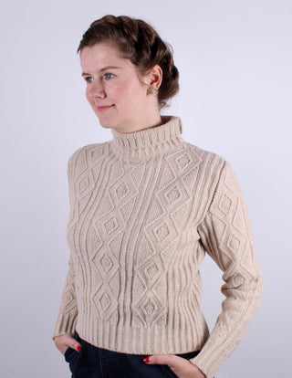1940s / 1950s vintage style turtleneck pullover - Cream - Inger - memery