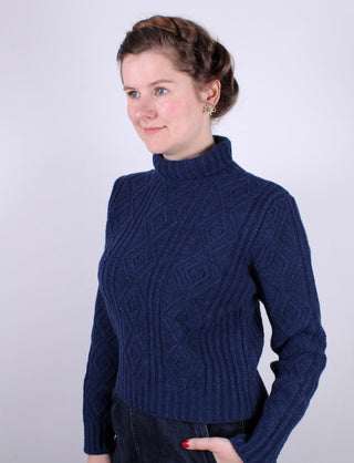 1940s / 1950s vintage style turtleneck pullover - Navy blue - Inger - memery