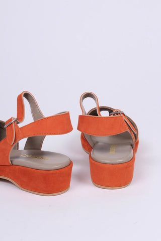 1940s / 50s style suede wedge - Abricot - Ella - memery