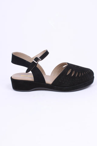 1940s / 50s style suede wedge - Black - Ella - memery