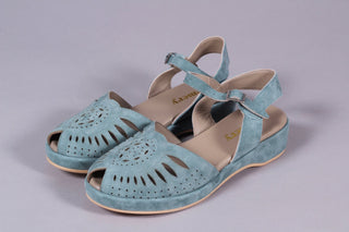 1940s / 50s style suede wedge - Dusty blue green - Ella - memery