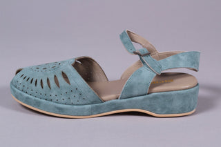 1940s / 50s style suede wedge - Dusty blue green - Ella - memery