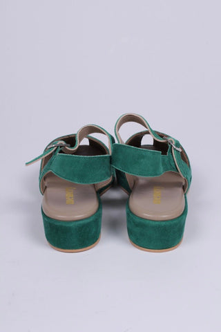 1940s / 50s style suede wedge - Green - Ella - memery