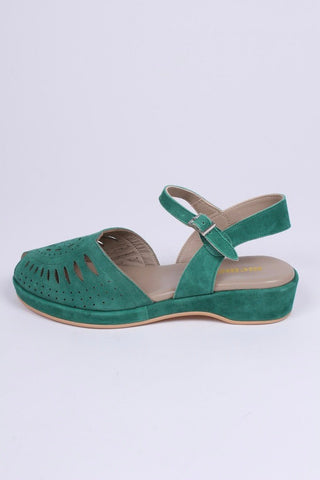 1940s / 50s style suede wedge - Green - Ella - memery