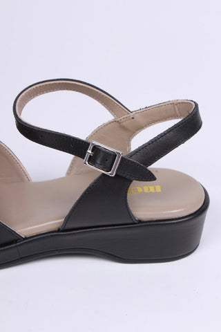 1940s / 50s style summer sandals / wedges - Black - Sidse - memery