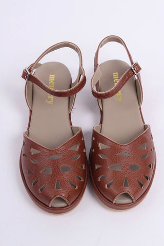 1940s / 50s style summer sandals / wedges - Brown - Sidse - memery