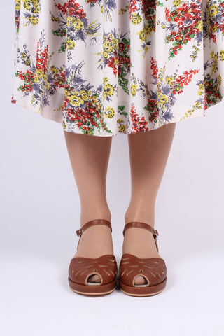 1940s / 50s style summer sandals / wedges - Brown - Sidse - memery