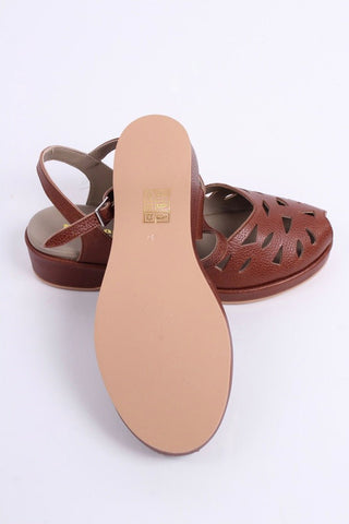 1940s / 50s style summer sandals / wedges - Brown - Sidse - memery