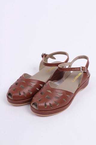 1940s / 50s style summer sandals / wedges - Brown - Sidse - memery