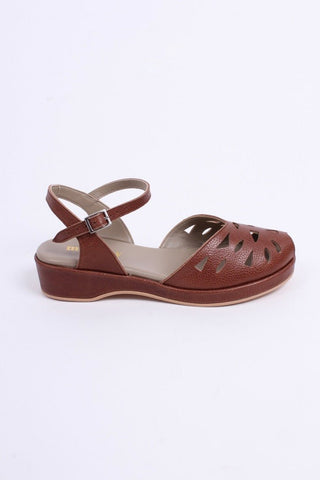 1940s / 50s style summer sandals / wedges - Brown - Sidse - memery