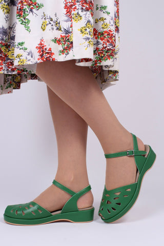 1940s / 50s style summer sandals / wedges - Green - Sidse - memery