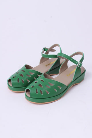 1940s / 50s style summer sandals / wedges - Green - Sidse - memery