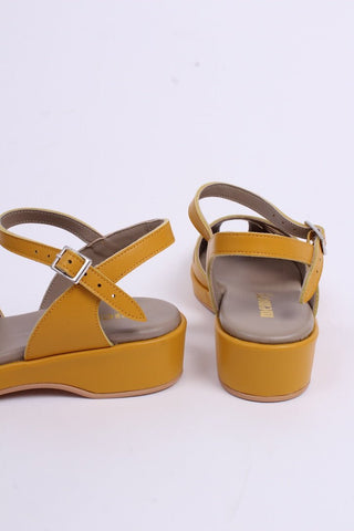 1940s / 50s style summer sandals / wedges - Mustard yellow - Sidse - memery