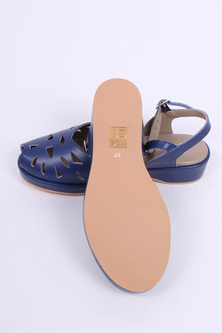 1940s / 50s style summer sandals / wedges - navy blue - Sidse - memery