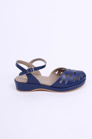 1940s / 50s style summer sandals / wedges - navy blue - Sidse - memery