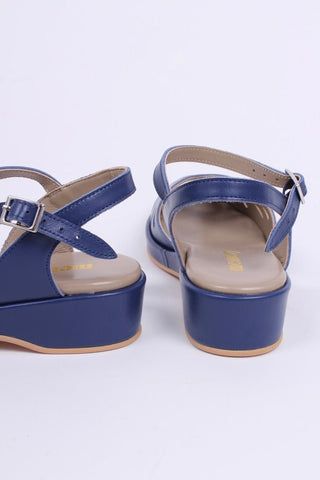 1940s / 50s style summer sandals / wedges - navy blue - Sidse - memery