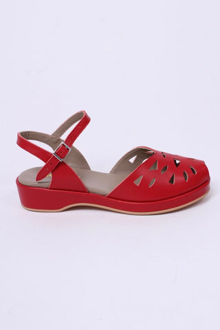 1940s / 50s style summer sandals / wedges - Red - Sidse - memery