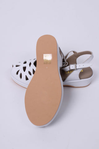 1940s / 50s style summer sandals / wedges - White - Sidse - memery