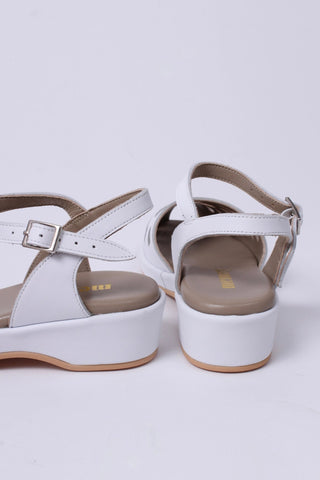 1940s / 50s style summer sandals / wedges - White - Sidse - memery