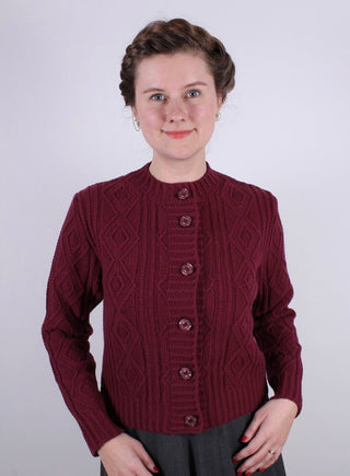 1940s - early 1960s vintage style cardigan - Burgundy red - Ingrid - memery