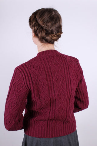 1940s - early 1960s vintage style cardigan - Burgundy red - Ingrid - memery