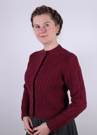 1940s - early 1960s vintage style cardigan - Burgundy red - Ingrid - memery